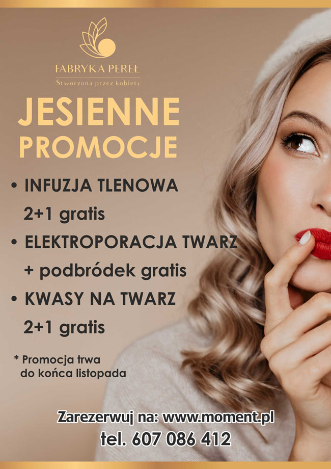jesienne promocje infuzja tlenowa, elektroporacja twarz, kwasy na twarz