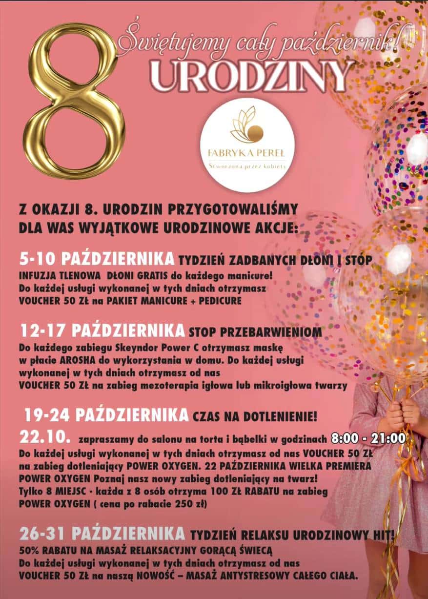 4 Tygodnie Niespodzianek na Urodziny Fabryki Pereł! | Promocje Październik